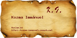 Kozma Immánuel névjegykártya